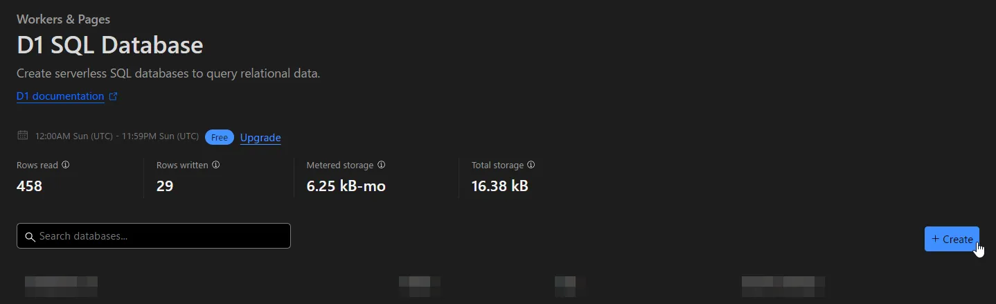 Create D1 database
